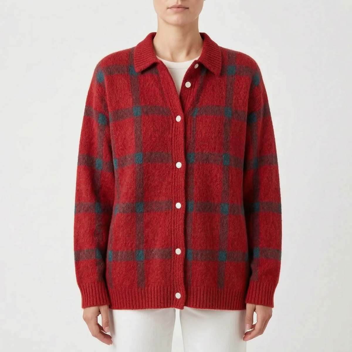 CheckLoom - Relaxed Fit Check Pattern Cardigan Layering On Chilly Days