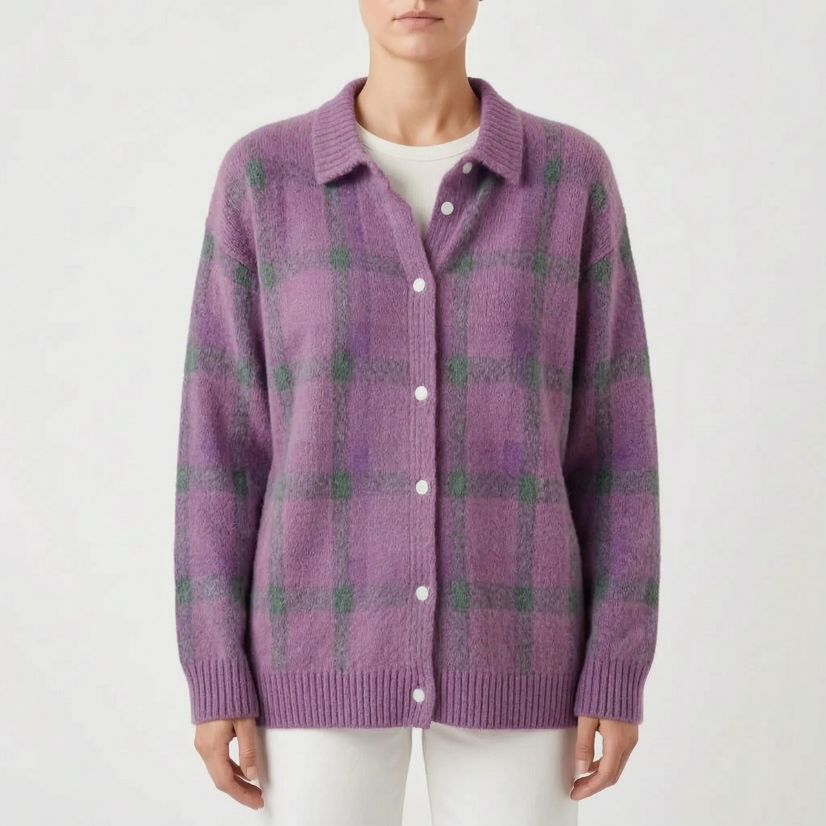 CheckLoom - Relaxed Fit Check Pattern Cardigan Layering On Chilly Days