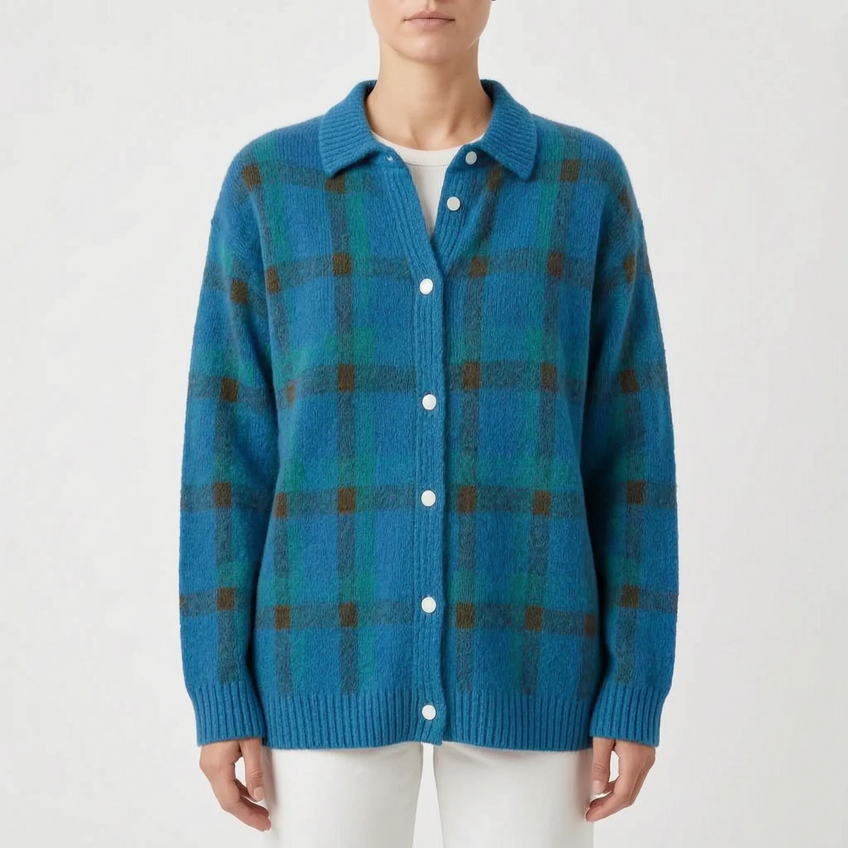 CheckLoom - Relaxed Fit Check Pattern Cardigan Layering On Chilly Days