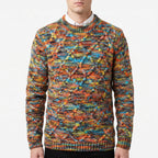 Cromati - Multicoloured Textured Diamond Pattern Knitted Jumper Layering Over Shirts — view 2 of 8