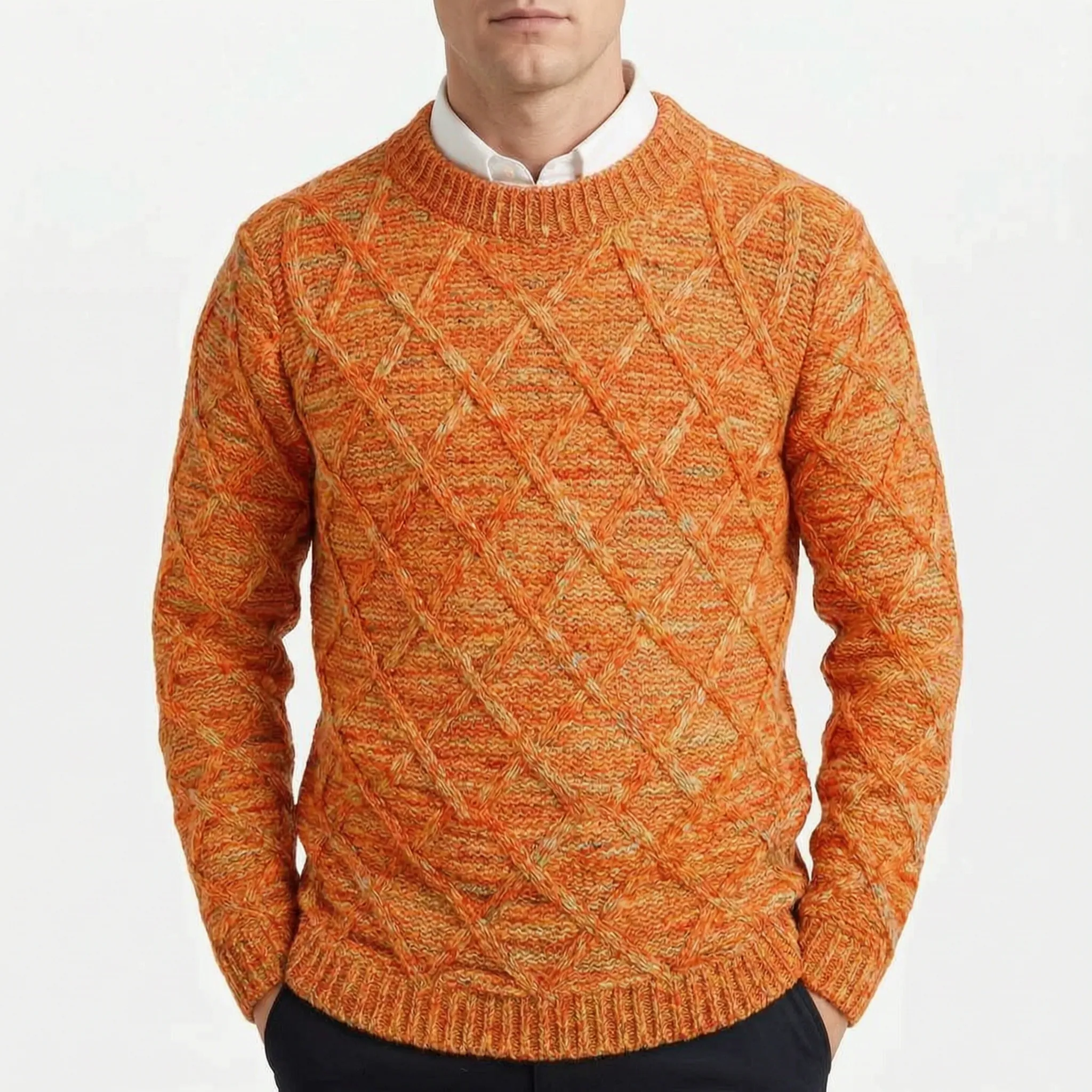 Cromati  - Multicoloured Textured Diamond Pattern Knitted Jumper Layering Over Shirts