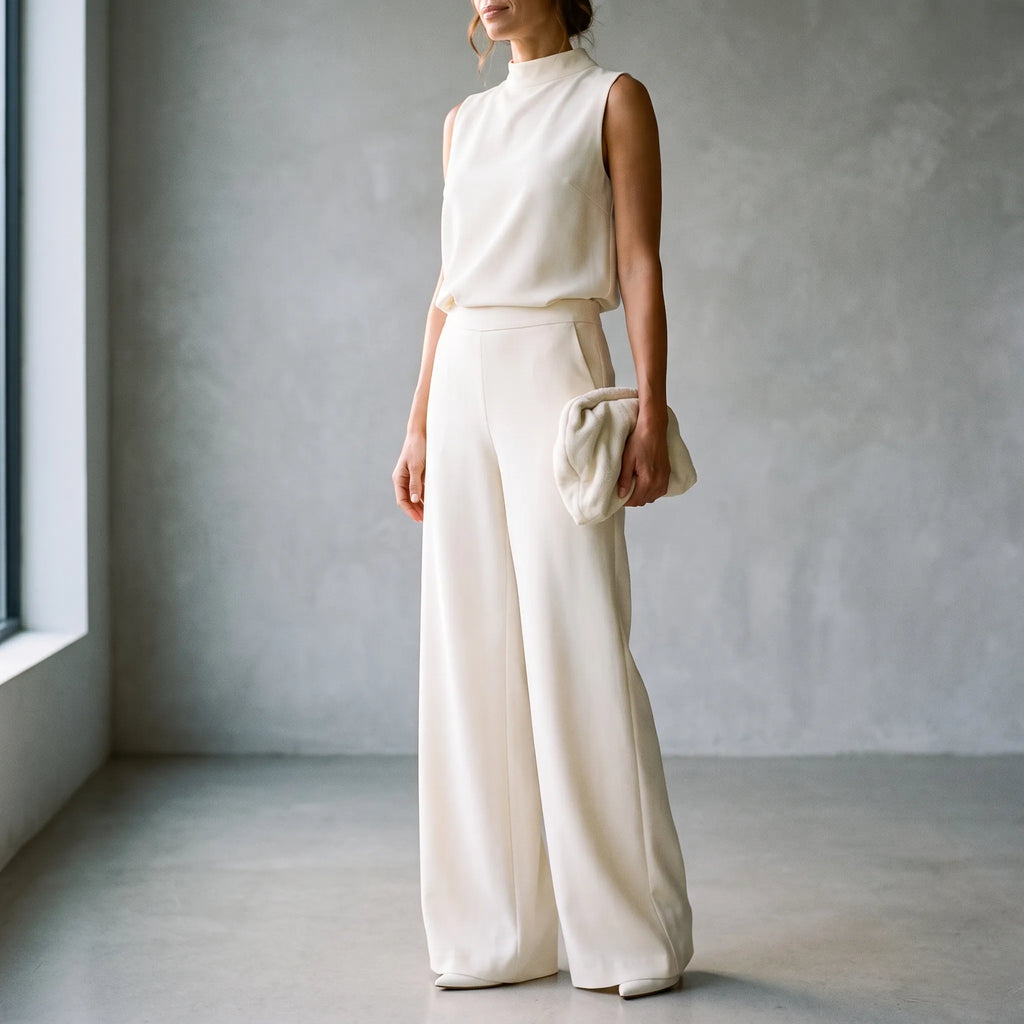 Elegare - Sleeveless Wide-Leg Elegant Jumpsuit Wedding Guest Attire
