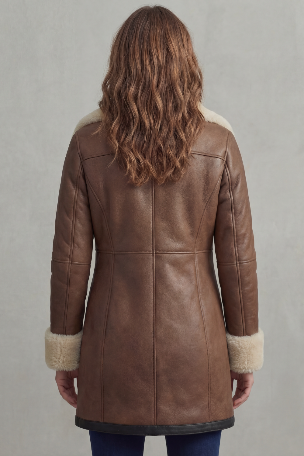 Leather Winter Coat With Shearling Collar for Women, Sizes S–2XL — view 4 of 6