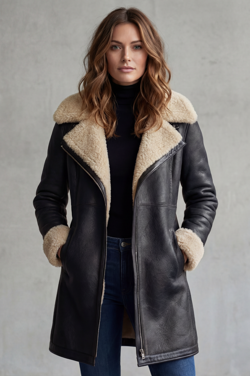 Sherlora - Shearling Lined Leather Coat Winter Layering — view 6 of 6