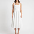 EvoraMidi - Structured Square Neck Midi Dress Garden Parties
