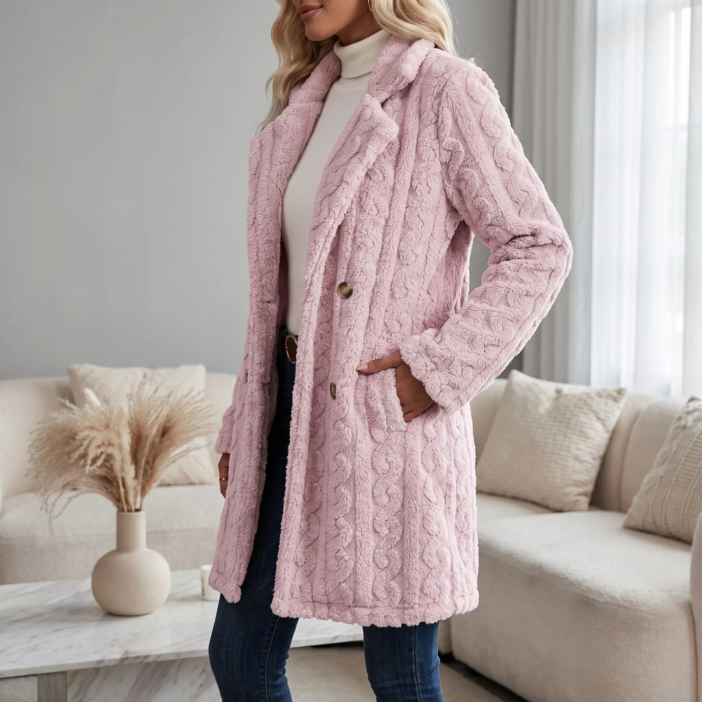 Fiora  - Women's Long Textured Knitted Coat Winter Layering