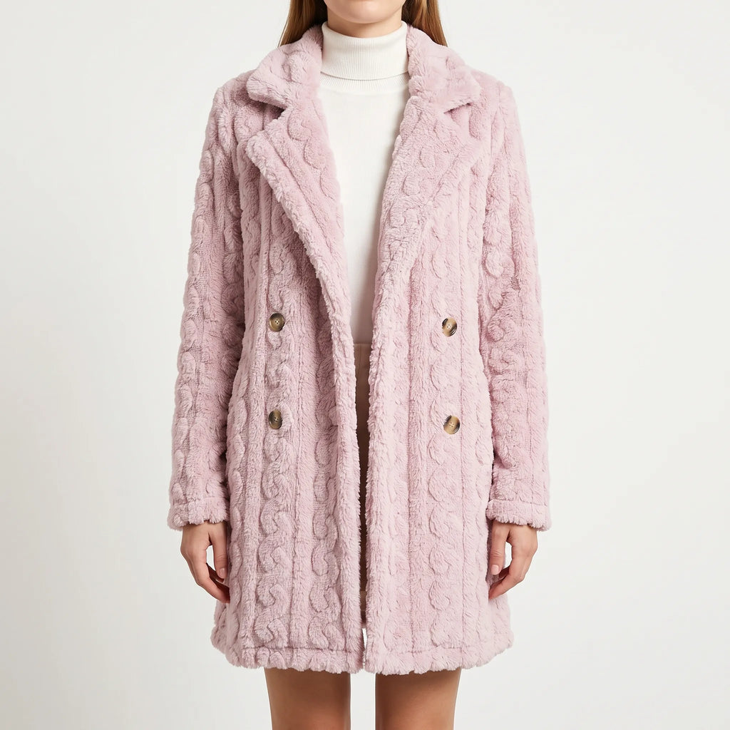 Fiora  - Women's Long Textured Knitted Coat Winter Layering