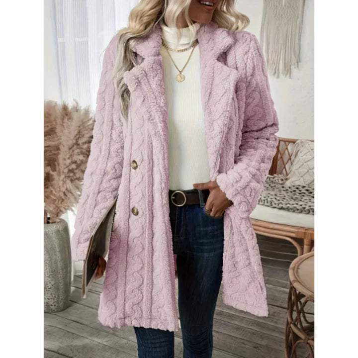 Fiora  - Women's Long Textured Knitted Coat Winter Layering