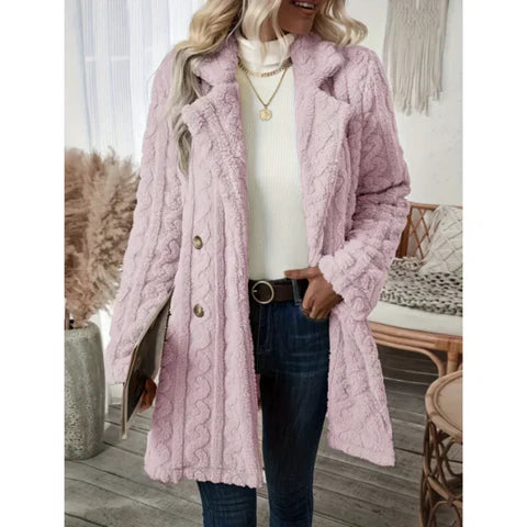 Fiora  - Women's Long Textured Knitted Coat Winter Layering