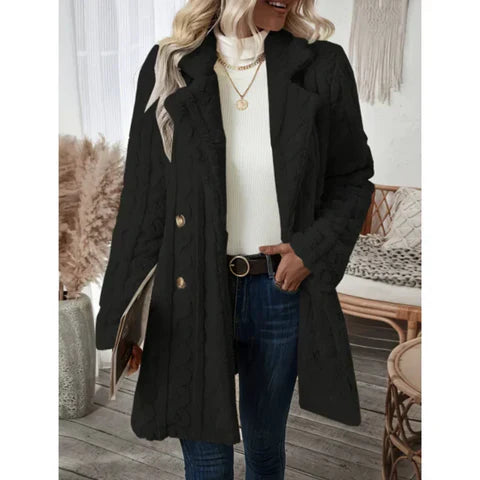 Fiora  - Women's Long Textured Knitted Coat Winter Layering