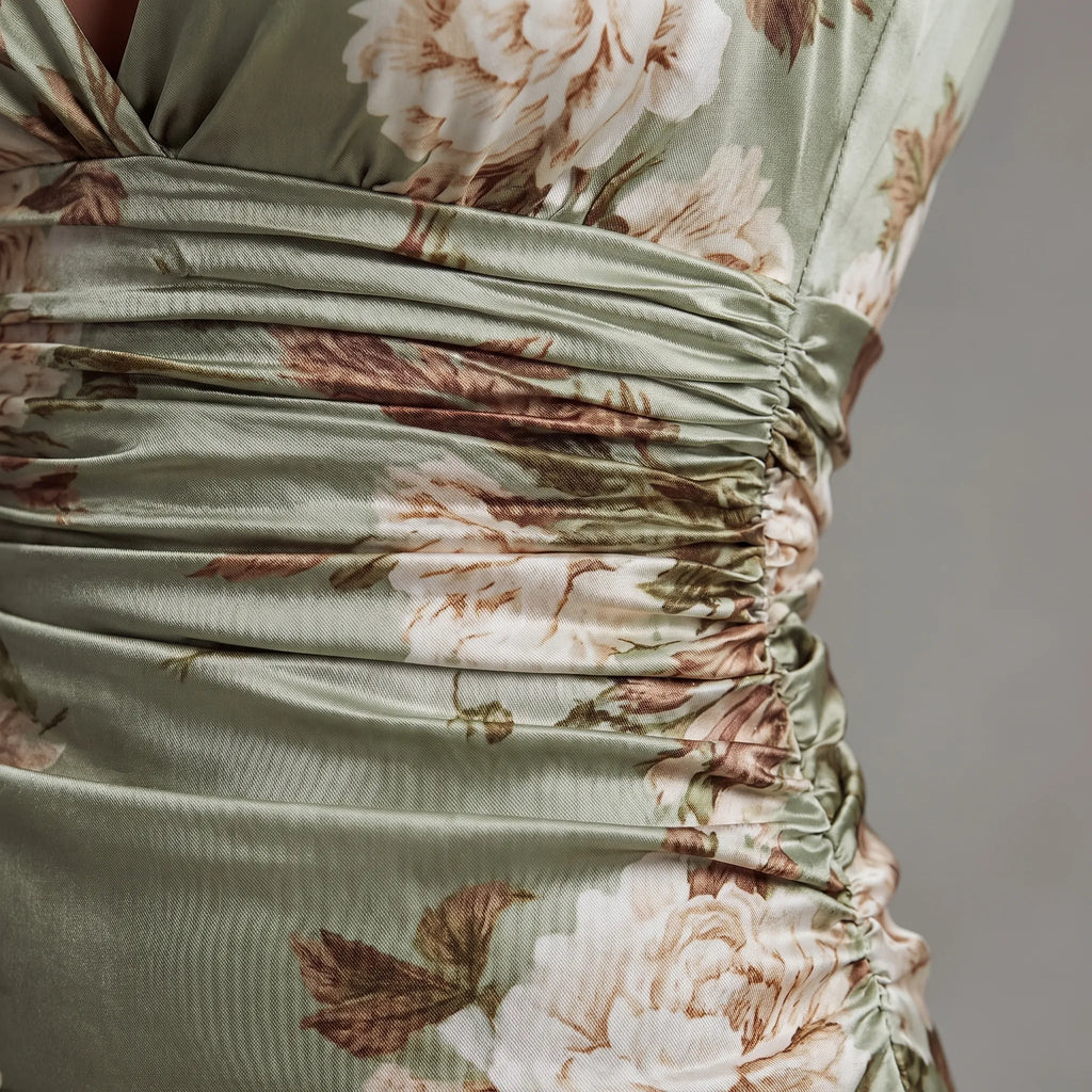 FloriaDress - Floral Midi Dress Wedding Guest Attire