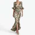 FloriaDress - Floral Midi Dress Wedding Guest Attire