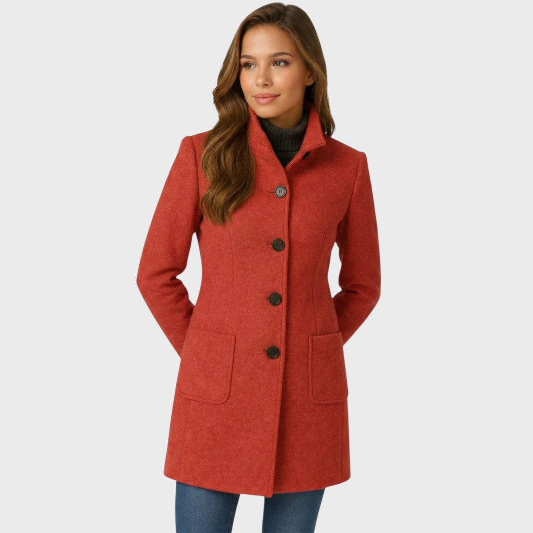 Verdelle - Long Wool-Blend Coat Winter Office Wear — view 6 of 9