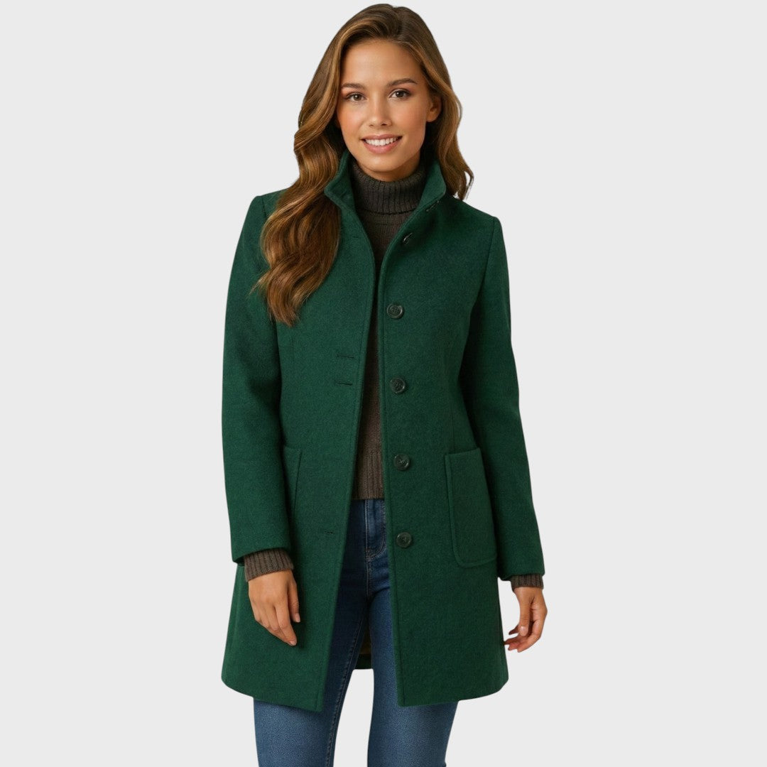 Verdelle - Long Wool-Blend Coat Winter Office Wear — view 9 of 9