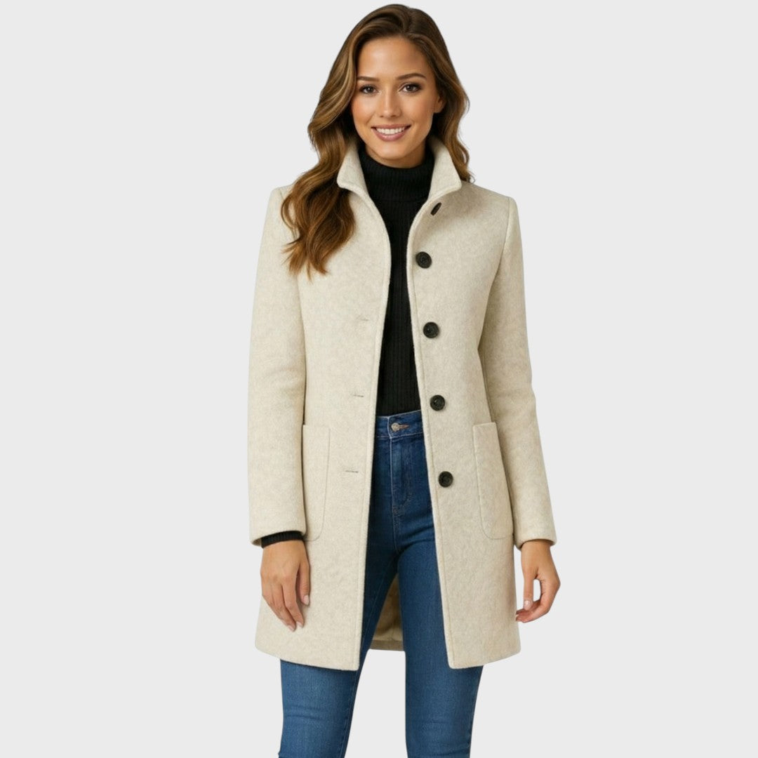 Verdelle - Long Wool-Blend Coat Winter Office Wear — view 7 of 9