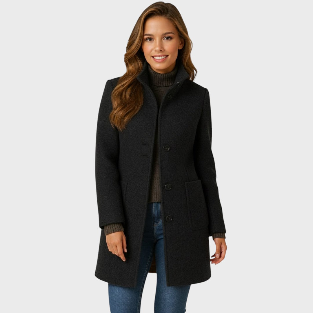Verdelle - Long Wool-Blend Coat Winter Office Wear — view 5 of 9