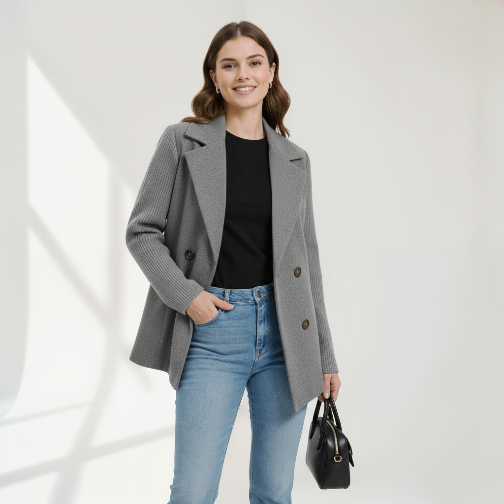 Marnello - Ribbed Knit Blazer Coat Work To Weekend — view 6 of 8