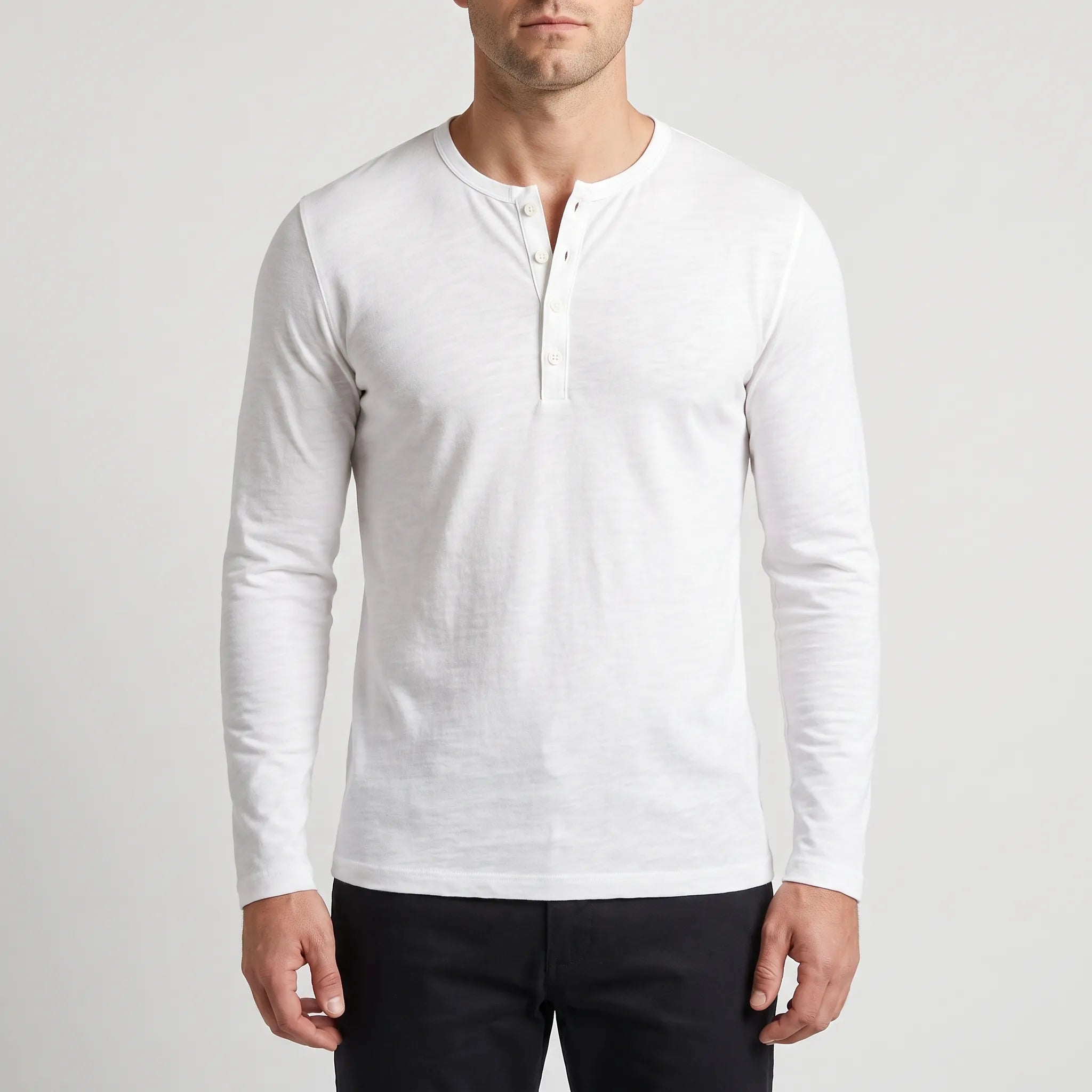 Henleux - Slim Fit Long Sleeve Henley Shirt Everyday Casual Wear