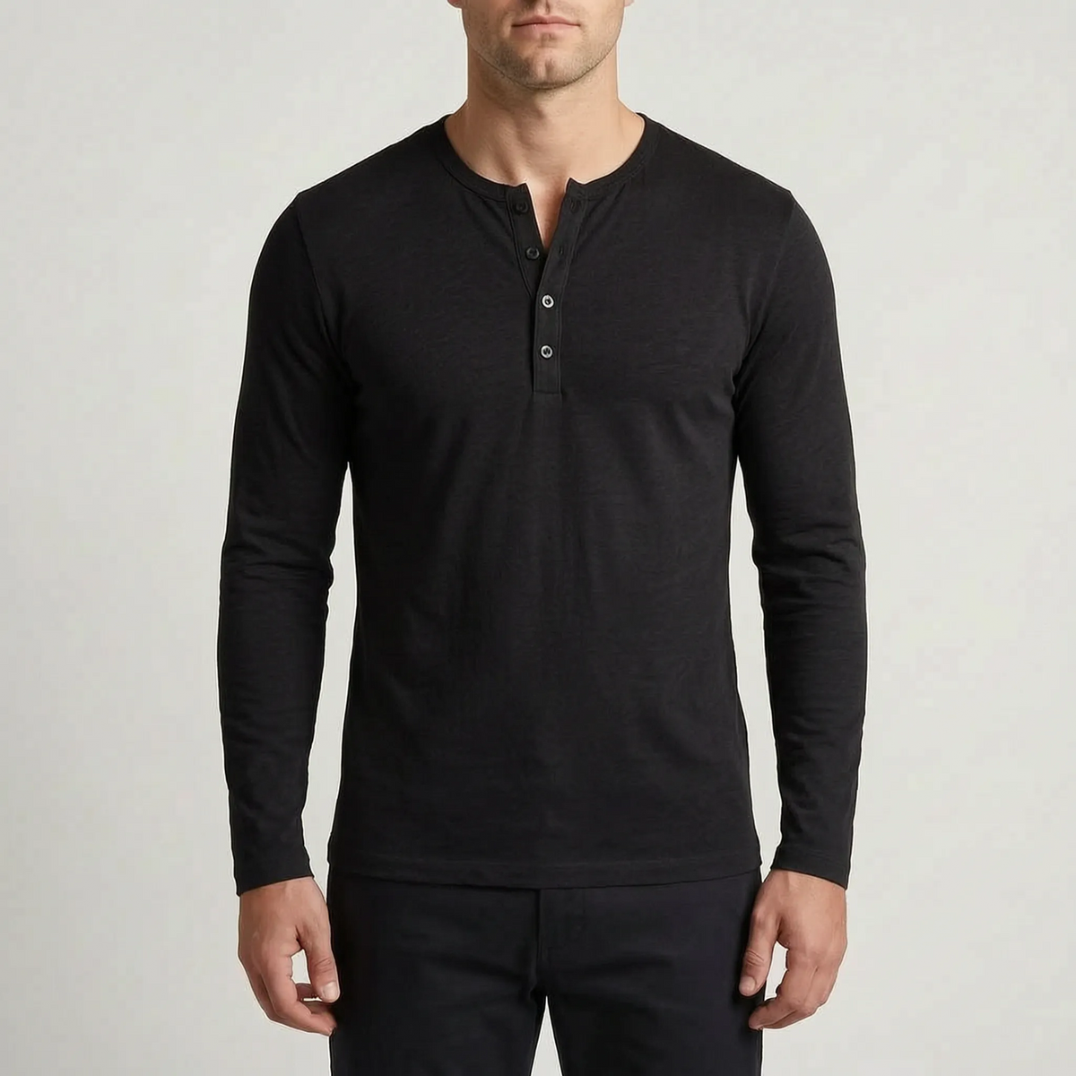 Henleux - Slim Fit Long Sleeve Henley Shirt Everyday Casual Wear