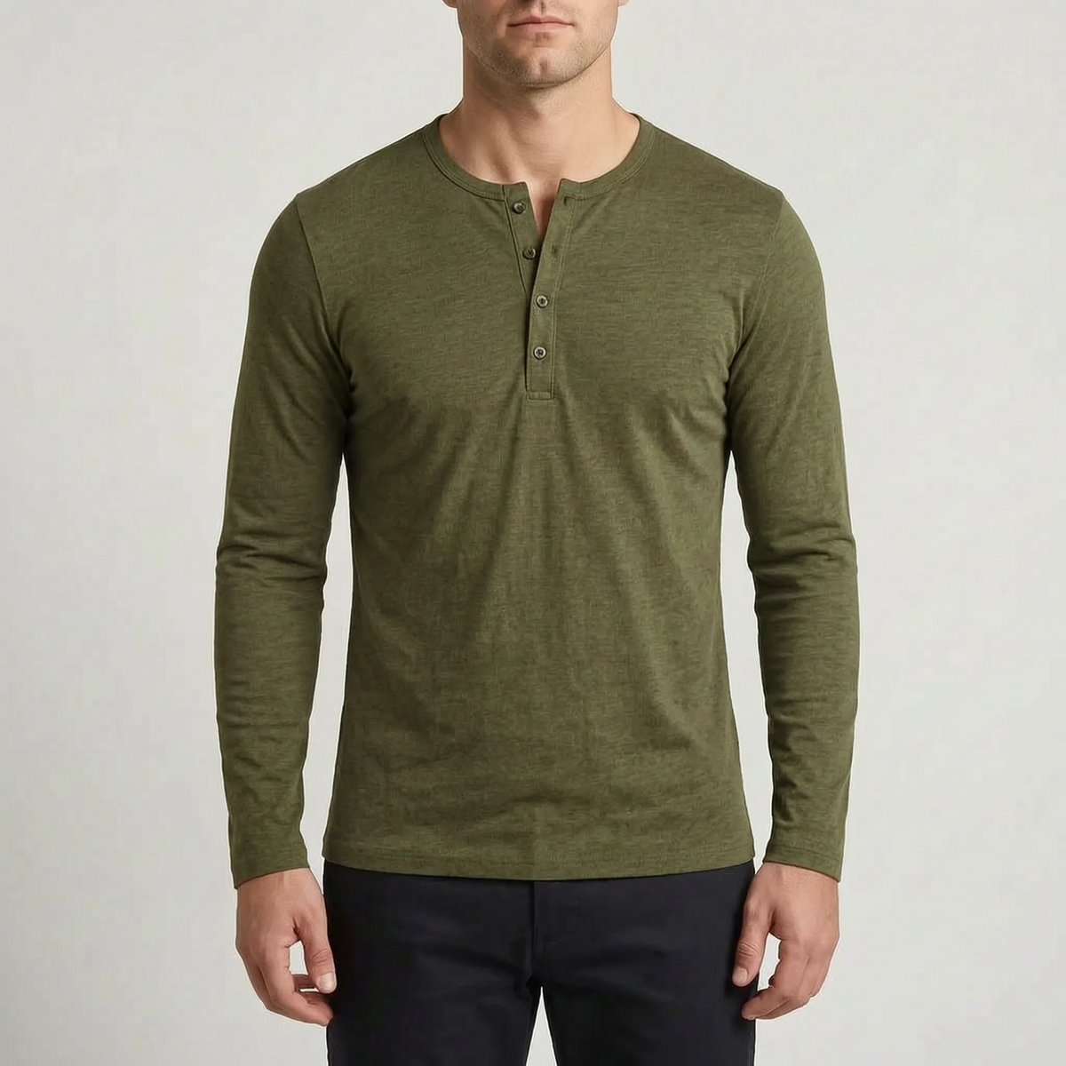Henleux - Slim Fit Long Sleeve Henley Shirt Everyday Casual Wear