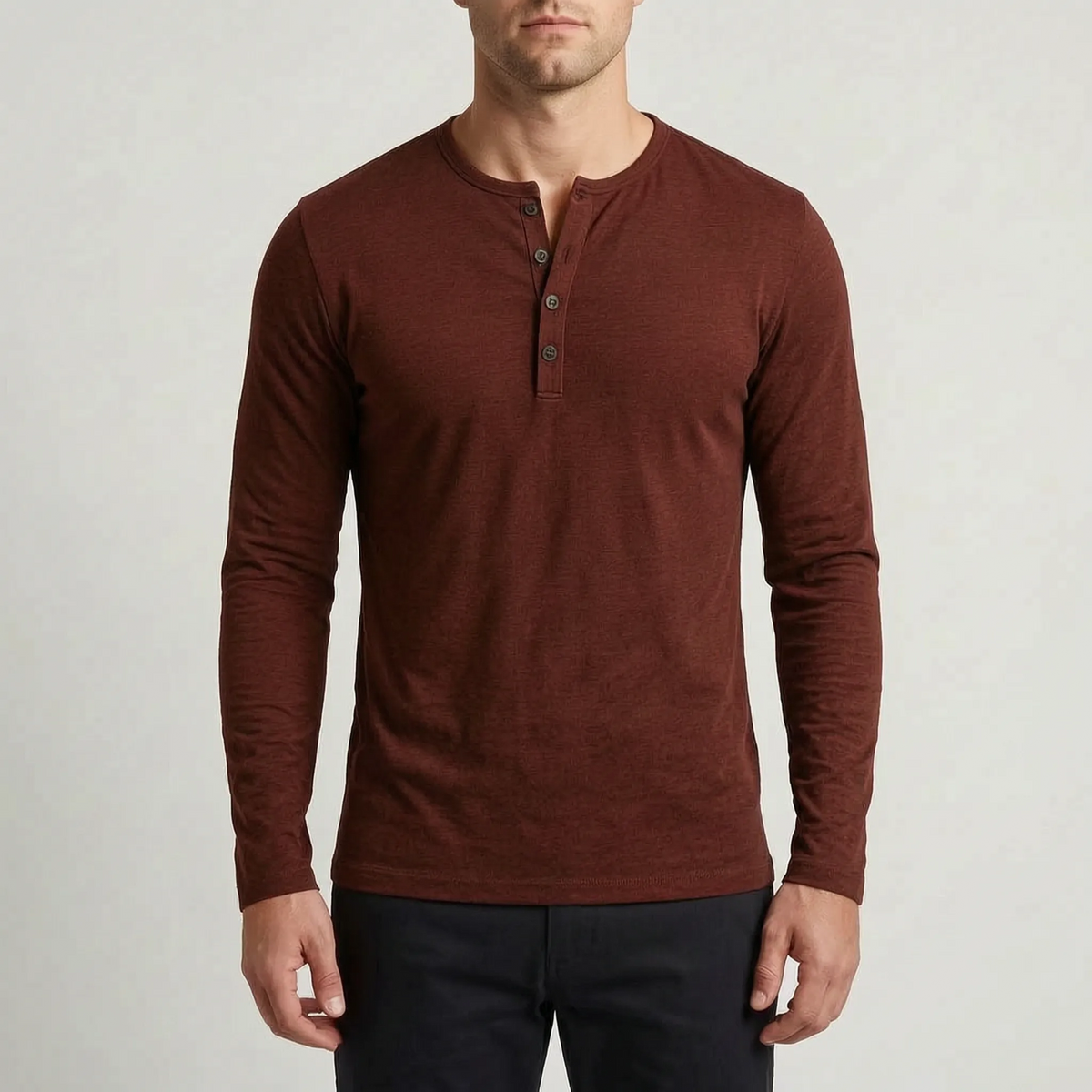 Henleux - Slim Fit Long Sleeve Henley Shirt Everyday Casual Wear