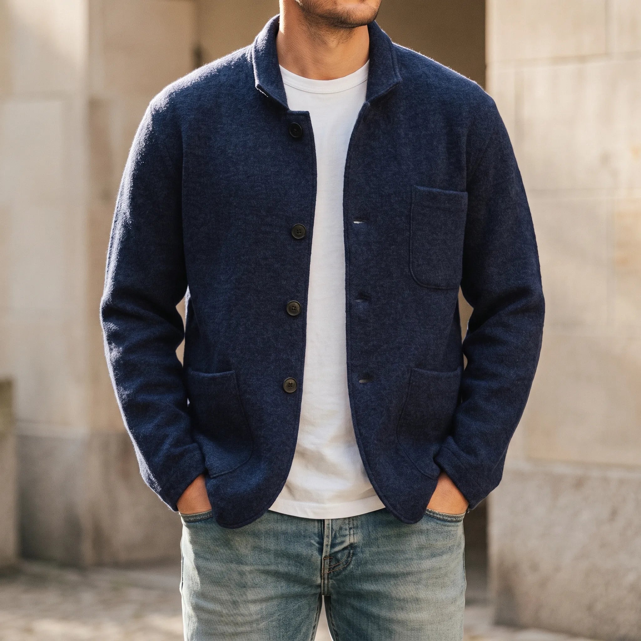 KnitHaven - Men's Structured Knit Cardigan Autumn Layering