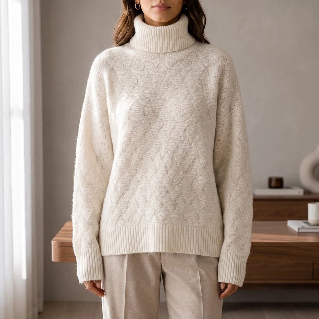 Knitwell - Textured High-Neck Knitwear Layering On Chilly Days