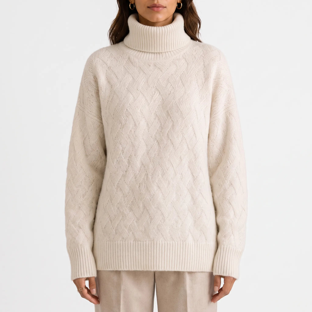 Knitwell - Textured High-Neck Knitwear Layering On Chilly Days