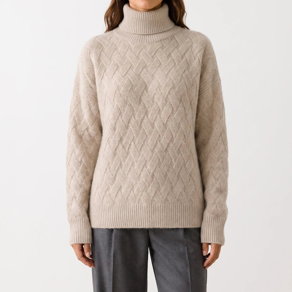 Knitwell - Textured High-Neck Knitwear Layering On Chilly Days