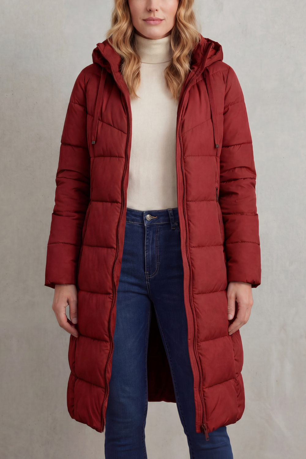 Women's Longline Puffer Jacket - Cozy Padded Winter Coat — view 5 of 8