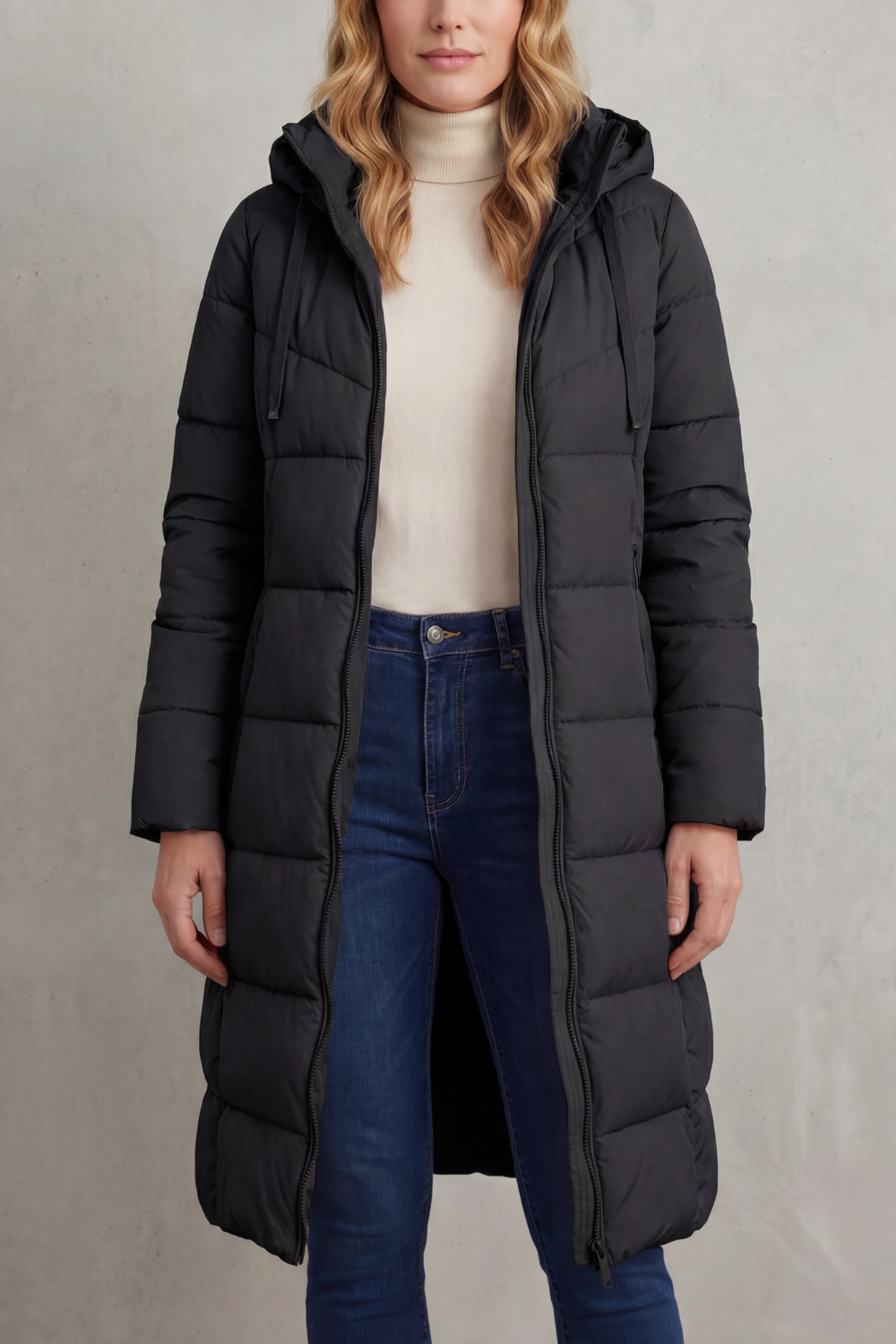 Women's Longline Puffer Jacket - Cozy Padded Winter Coat — view 7 of 8