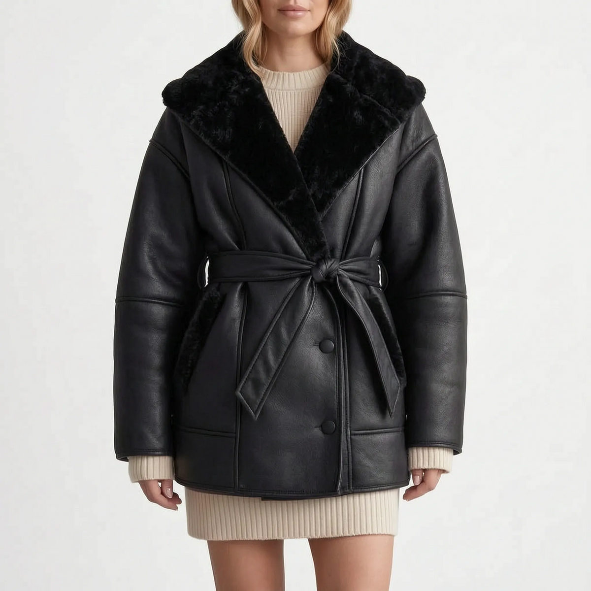 Lumira - Belted Mid-Length Wrap Coat Winter Layering