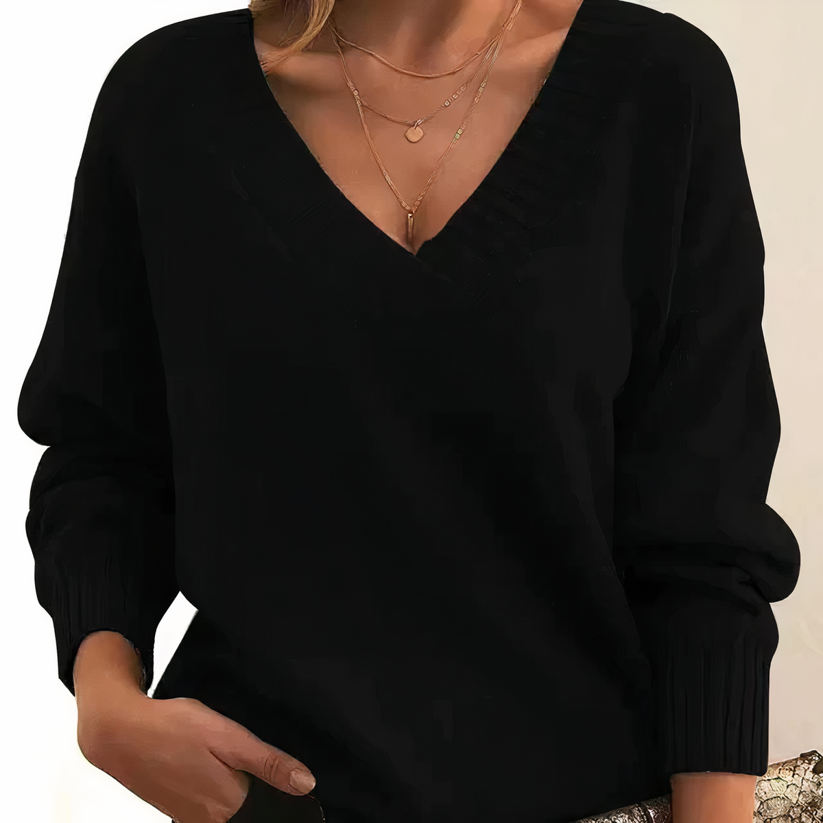 Marlowen - V Neck Ribbed Sweater Casual Everyday Wear — view 6 of 10