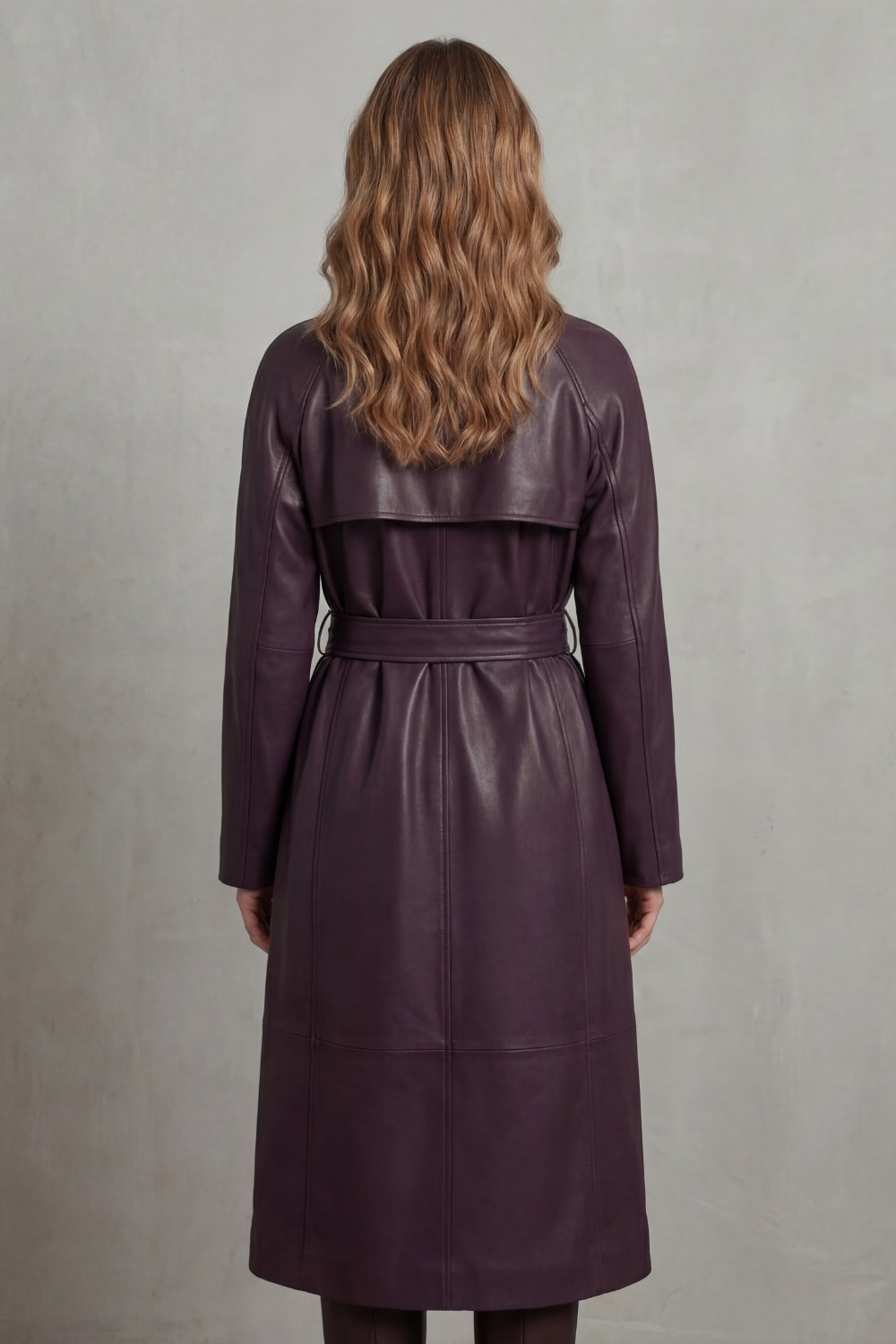 Faux Leather Trench Coat With Waist-Cinching Belted Design — view 4 of 8