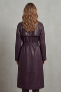 Faux Leather Trench Coat With Waist-Cinching Belted Design — view 4 of 8