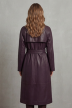 Verlaine - Faux Leather Trench Coat Waist Cinching Style — view 4 of 8