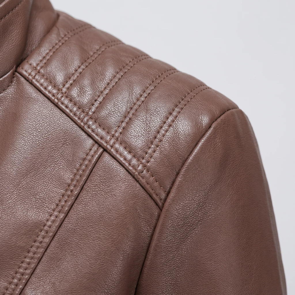 MotoChic - Tailored Biker-Style Zip Jacket Daily Commuting