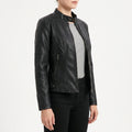 MotoChic - Tailored Biker-Style Zip Jacket Daily Commuting