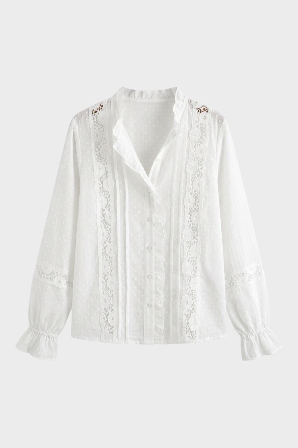 Auberlyn - Long Sleeve Lace Ruffle Blouse Daytime Styling