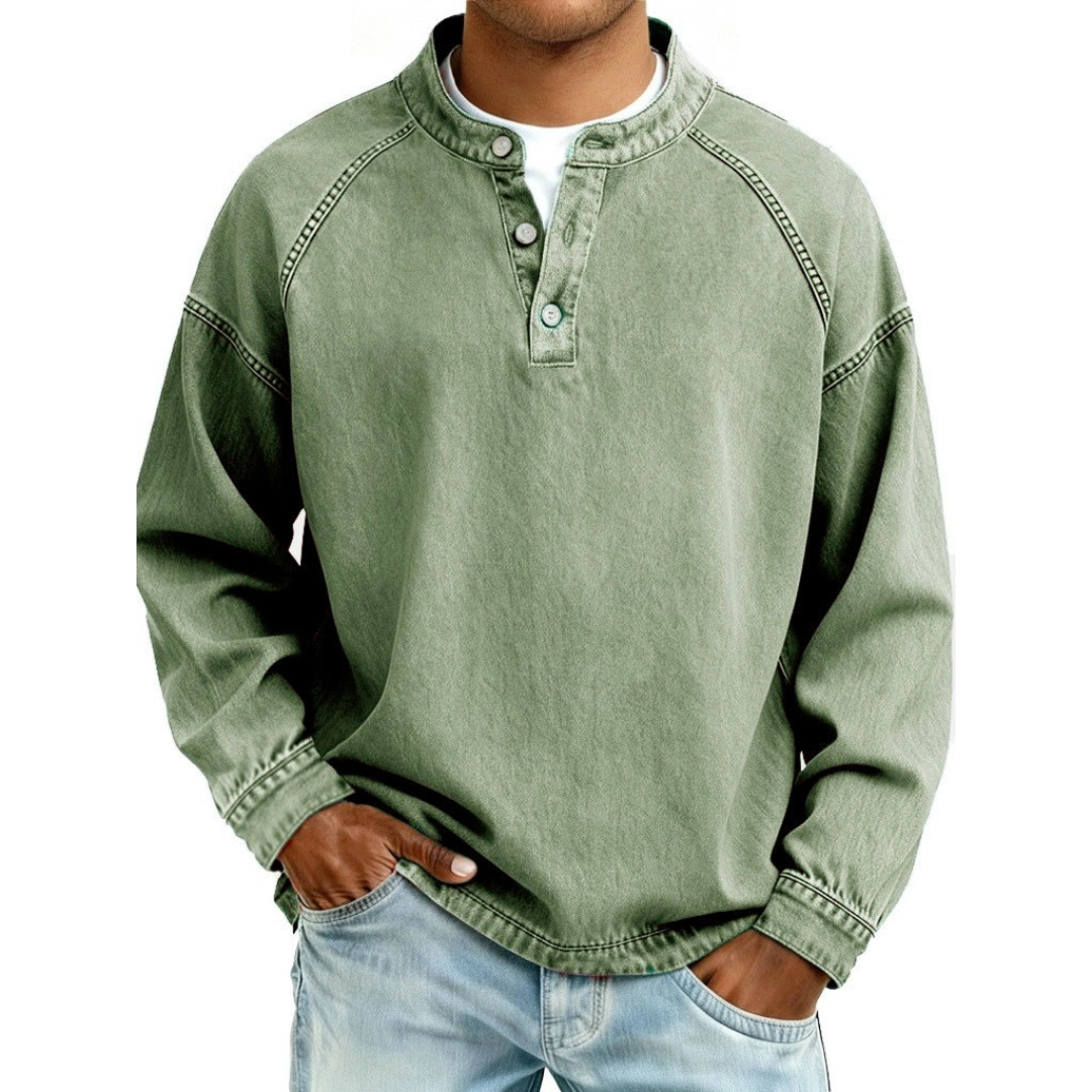 Verrin - Denim-Look Henley Shirt Casual Everyday Wear — view 9 of 9