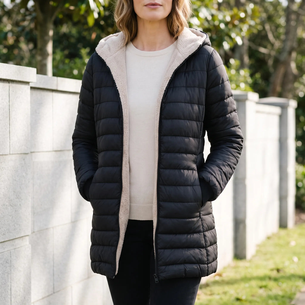Puffira - Quilted Hooded Ladies Puffer Jacket Daily Commuting