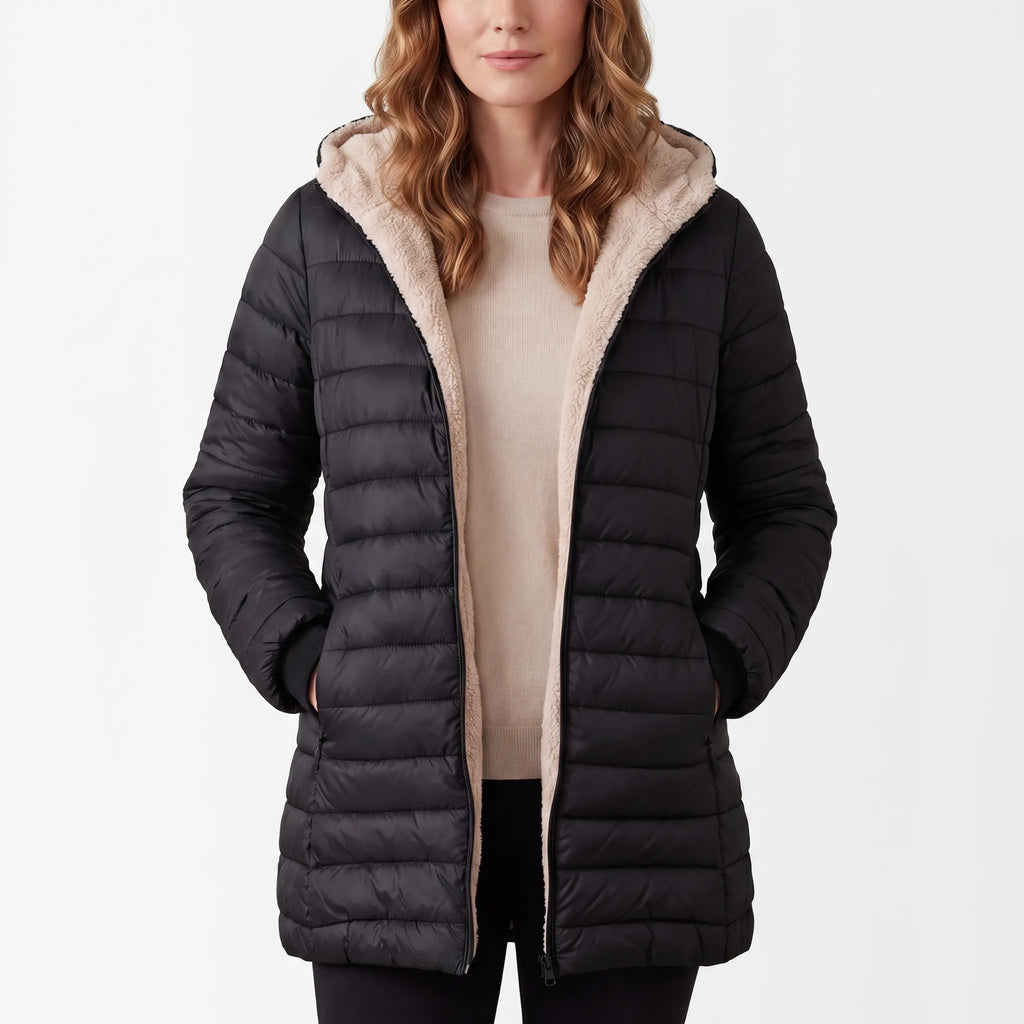 Puffira - Quilted Hooded Ladies Puffer Jacket Daily Commuting