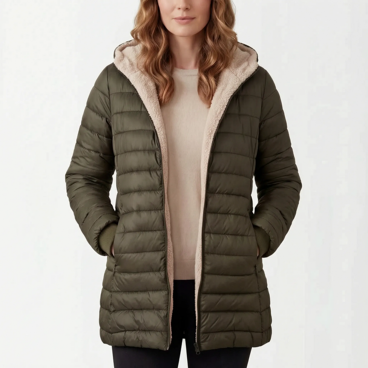 Puffira - Quilted Hooded Ladies Puffer Jacket Daily Commuting