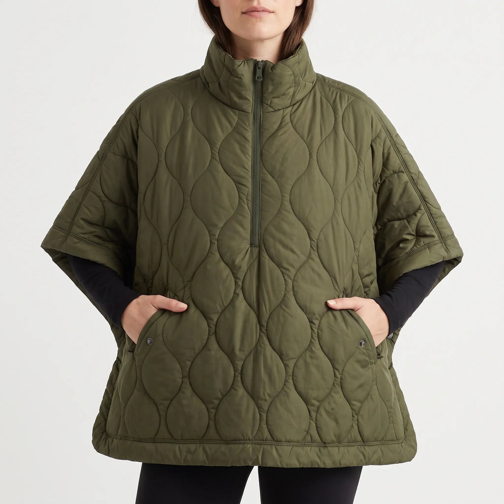 QuiltCape - Lightweight Quilted Cape Jacket Transitional Weather Layering
