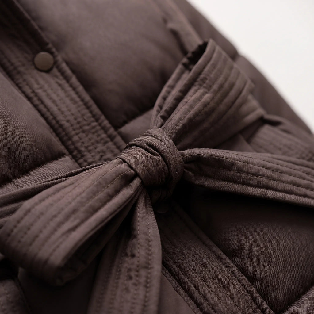 Quiltia - Belted Quilted Puffer Jacket Daily Commuting