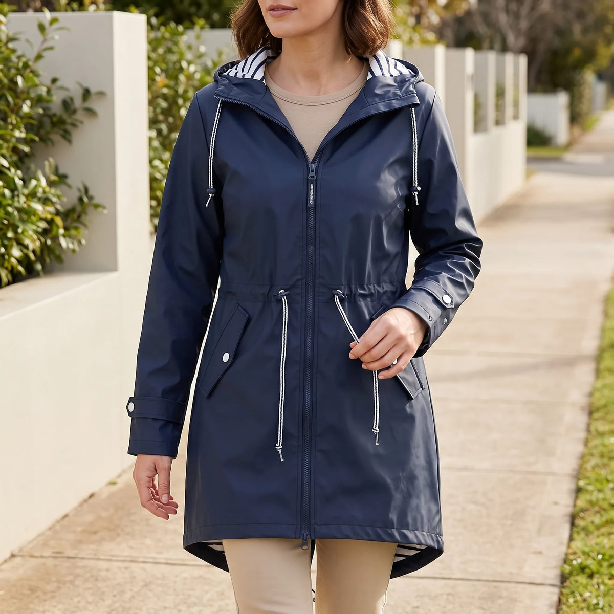 Rainward - Hooded Longline Women's Raincoat Daily Commutes