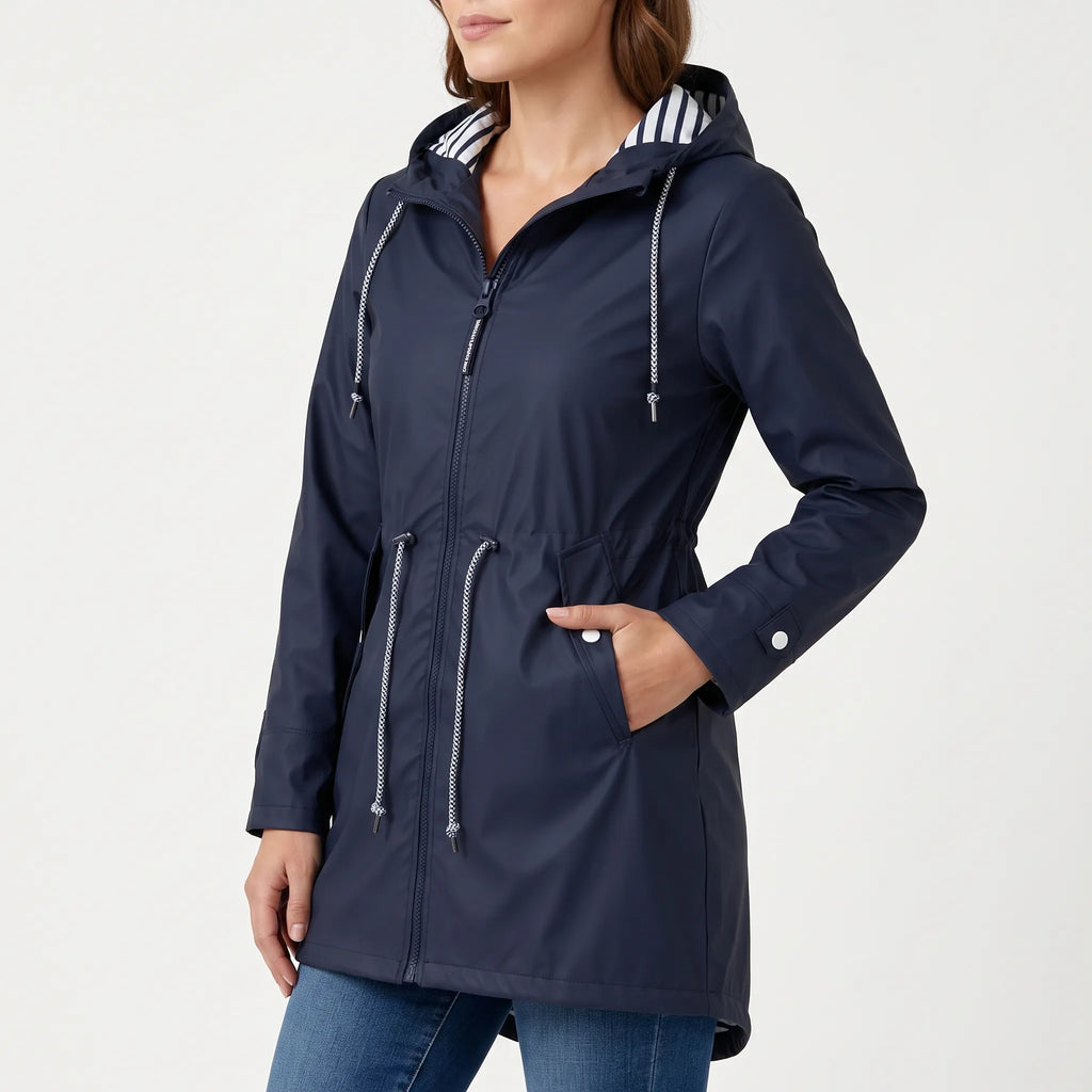 Rainward - Hooded Longline Women's Raincoat Daily Commutes