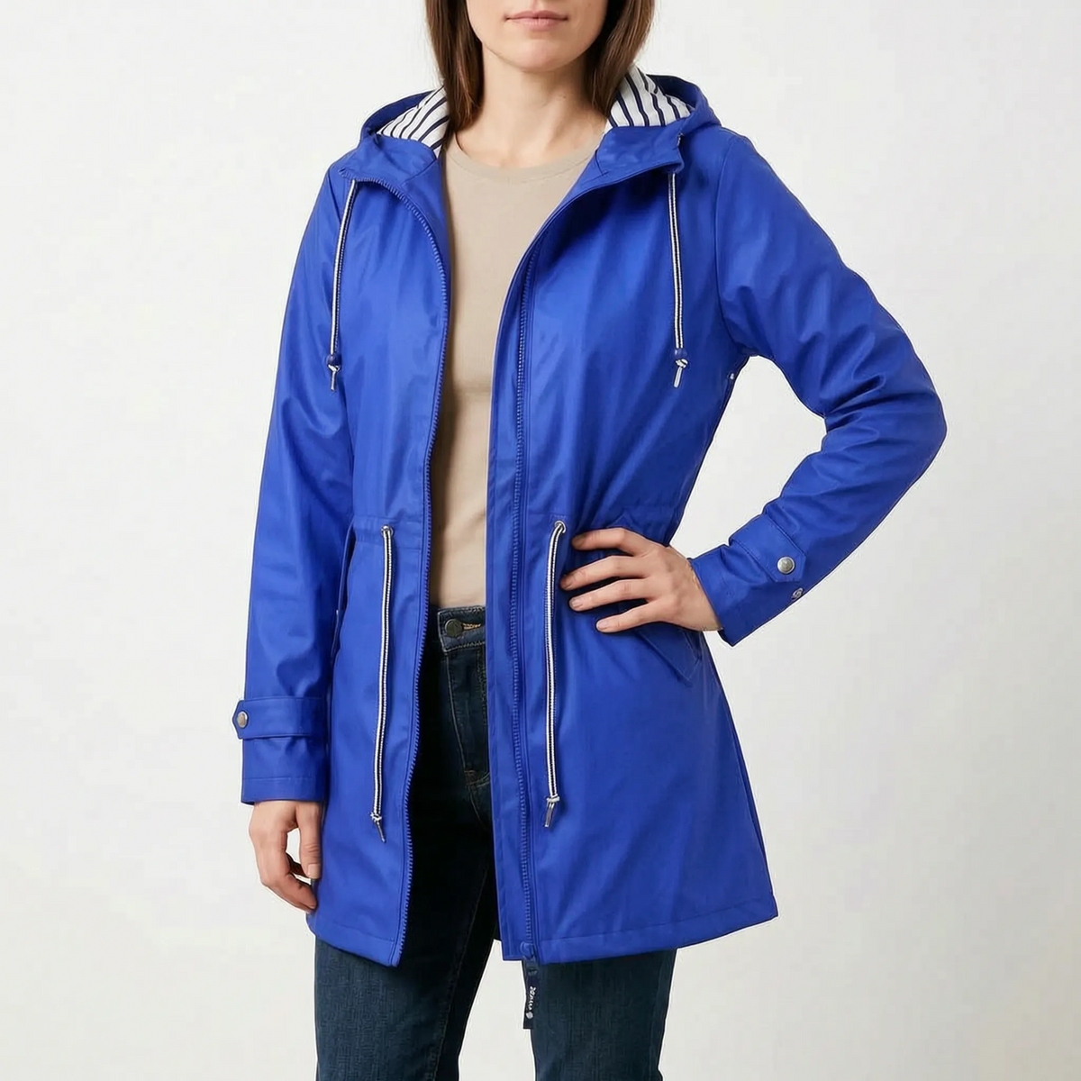 Rainward - Hooded Longline Women's Raincoat Daily Commutes