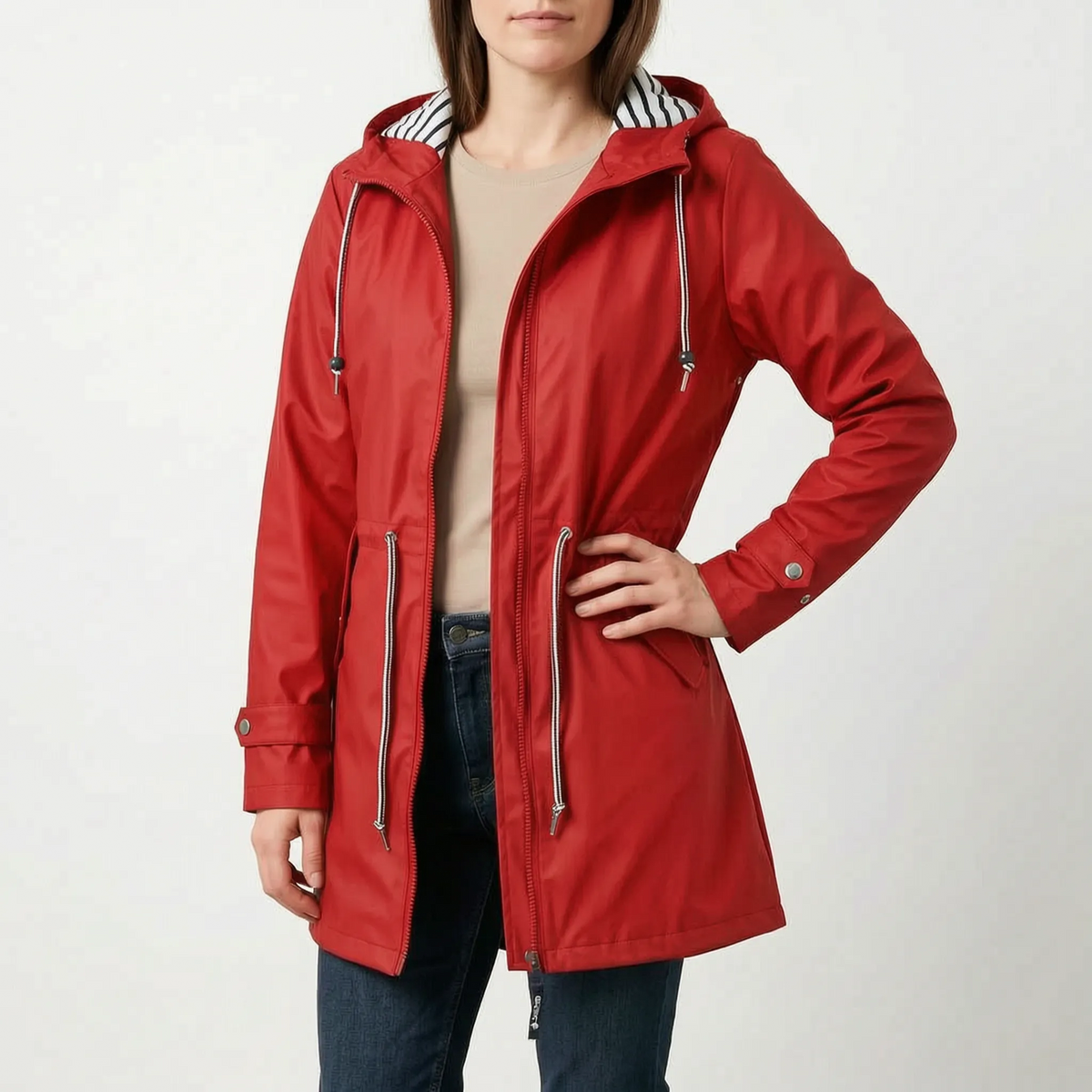 Rainward - Hooded Longline Women's Raincoat Daily Commutes