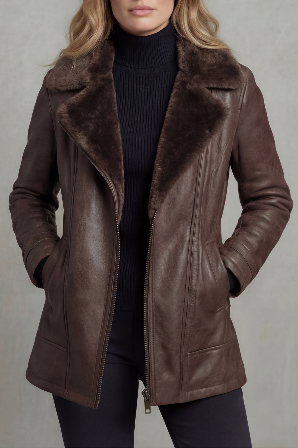 Halstora - Shearling Lined Leather Jacket Cold Weather Wear
